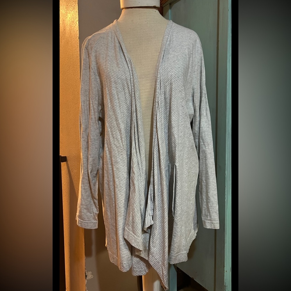 Pure Jill Cascading Cardigan 100% Soft Pima Cotton stripe Lightweight Size 2X